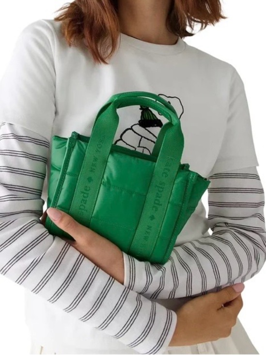 kate spade Handbags - NEW kate spade Kip Puffy Fabric Quilted Mini Tote Bag - Green Bean KM668